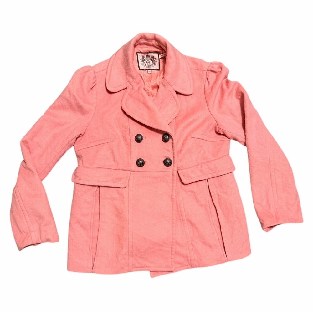 Juicy Couture Coral Pink Wool Blend Peacoat – XL